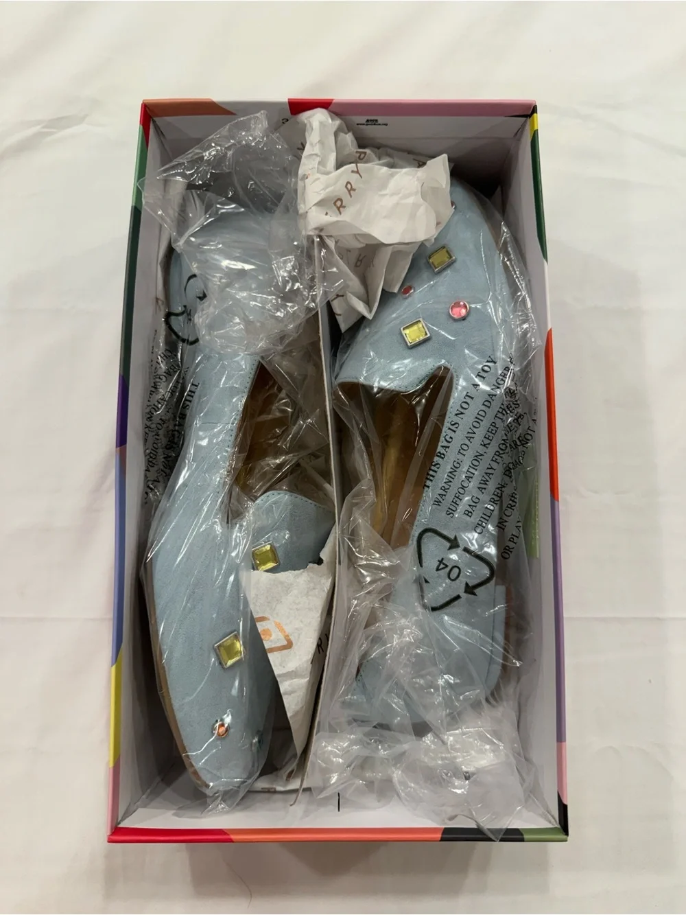Katy Perry Collections Pale Blue Suede Gem-Embellished Loafers - Picture 4 of 6